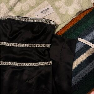 Elegant Black Satin Dress with Beaded Accents